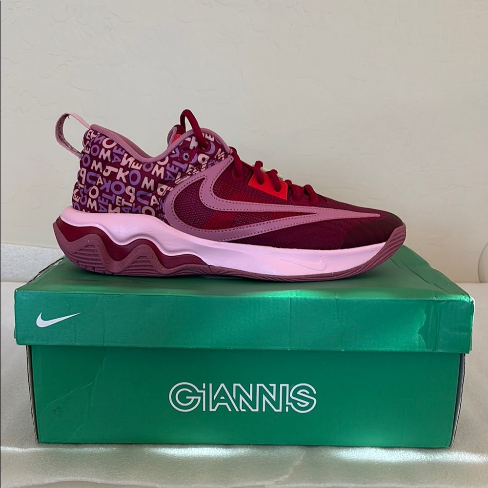 Nike Giannis Maroon and Pink Athletic Shoes